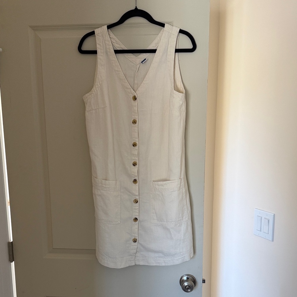 Sleeveless Cream Button-Down Dress